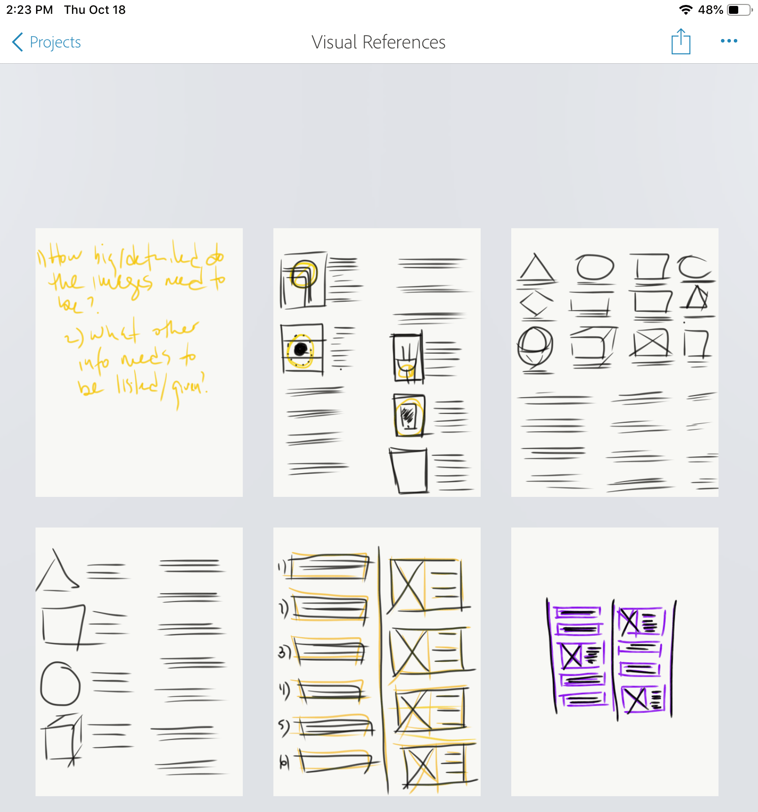 Visual Reference List Sketches
